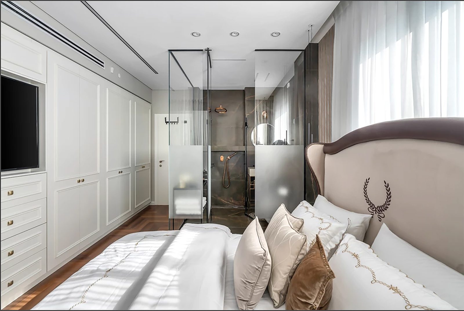 Custom bedroom suite with built-in cabinetry