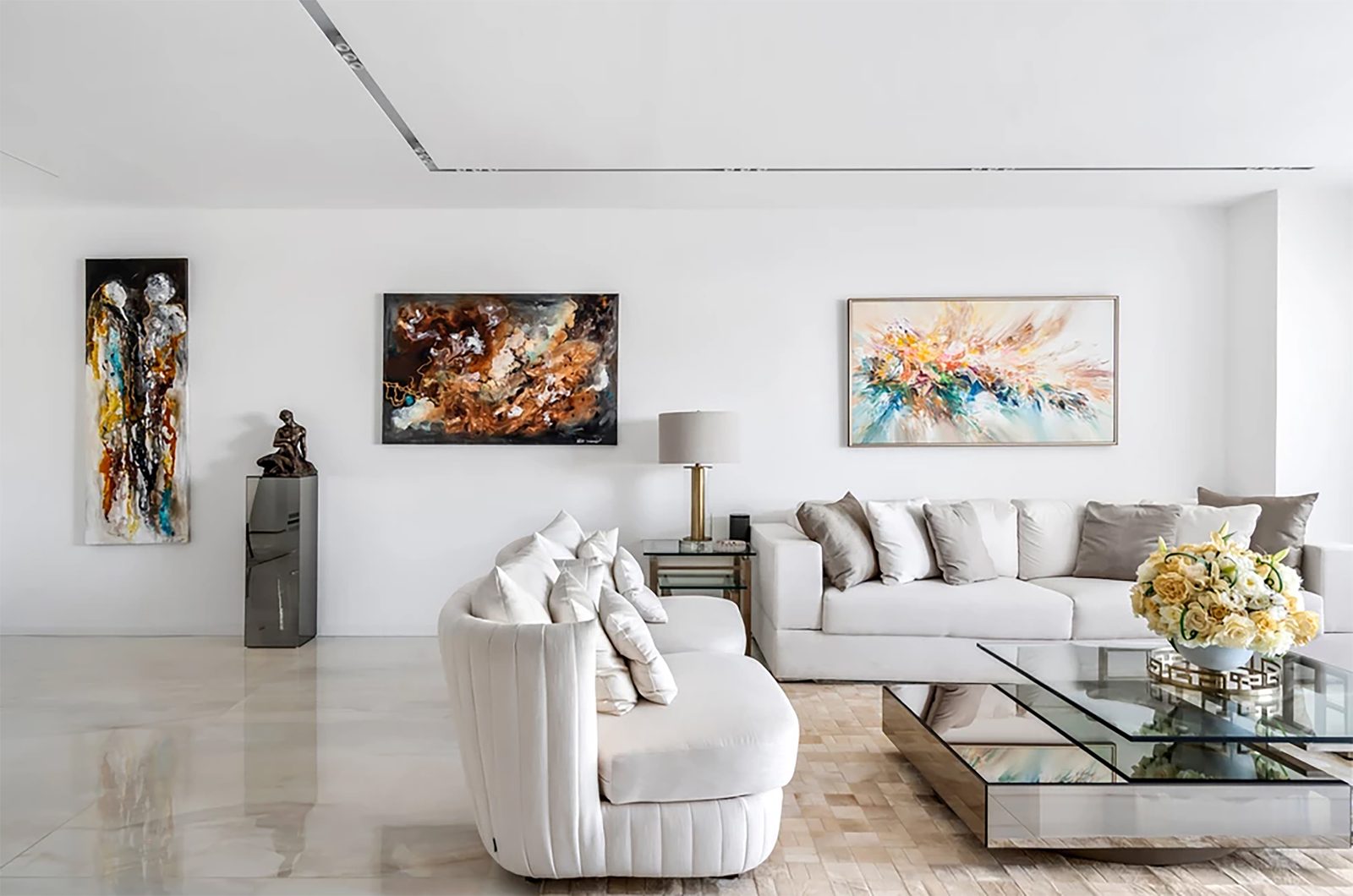 White luxury living room remodel