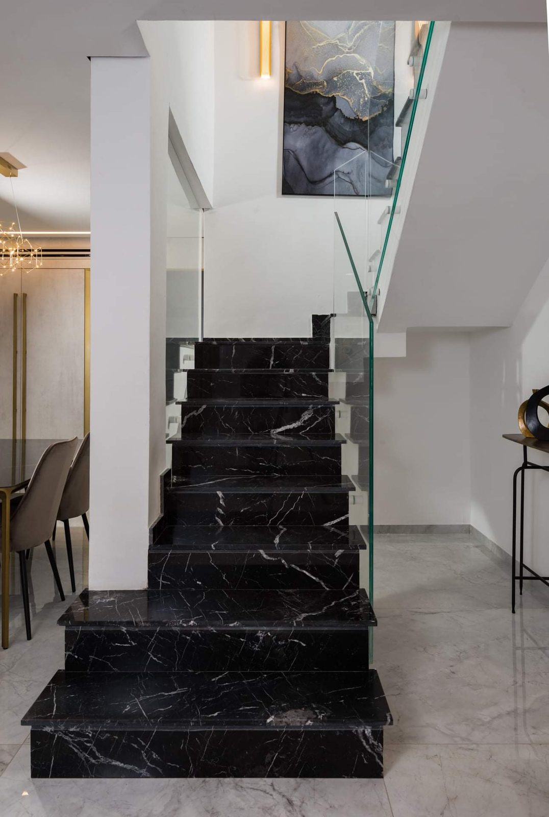 Marble feature stair built as part of a major home renovation