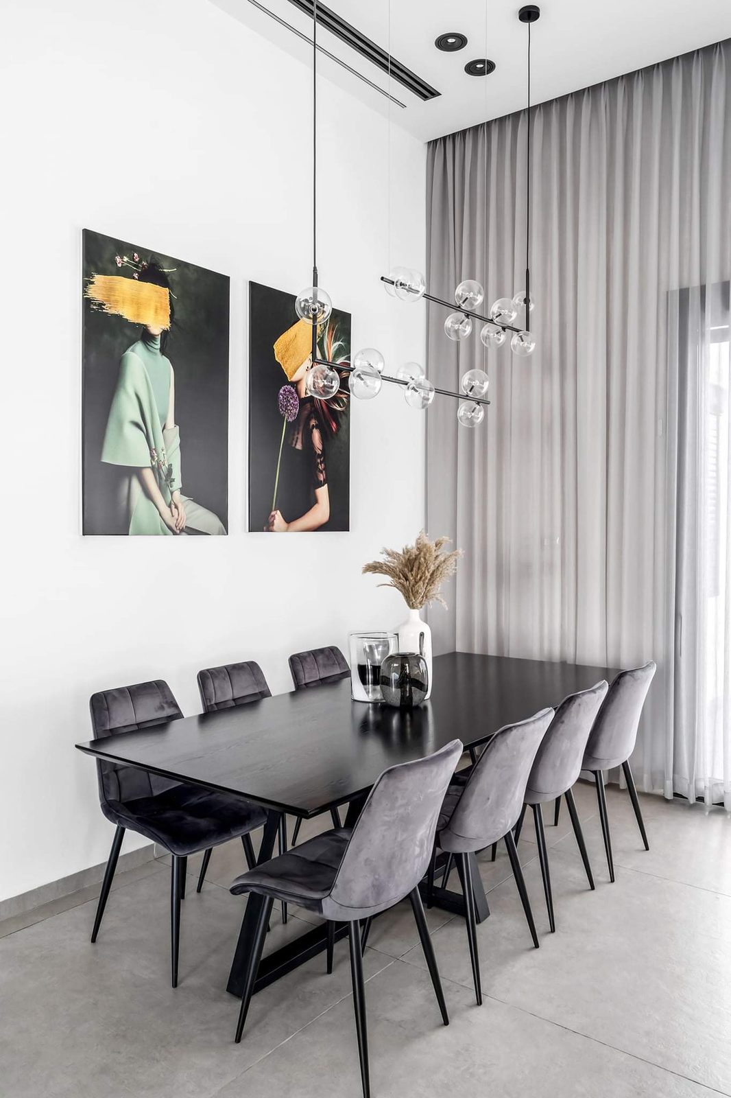 Open-plan dining room in a renovated house